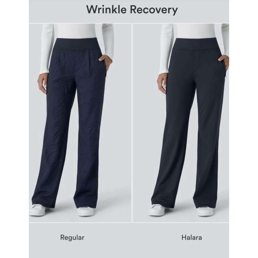 Halara FlexDayStretch Mid Rise Side Zipper Pocket Work Flare Pants med petite - Picture 5 of 8